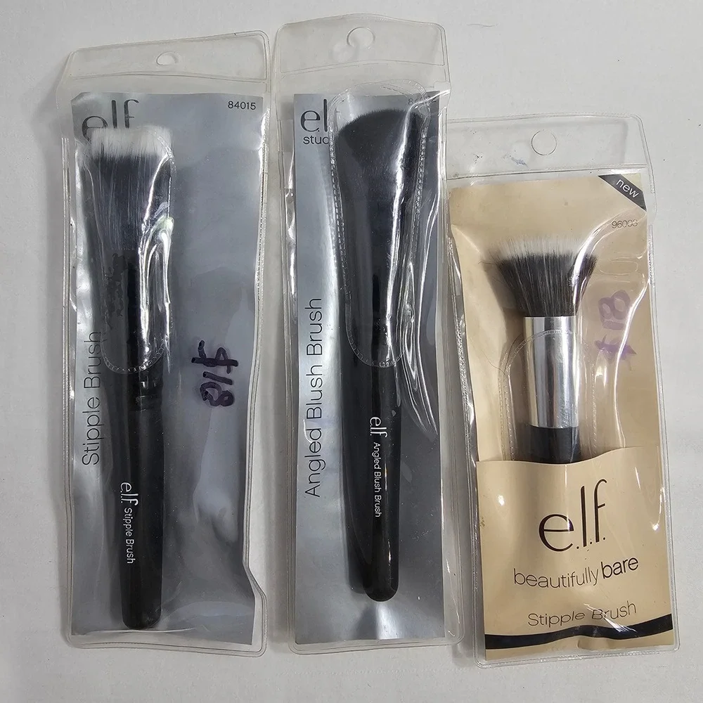 E.L.F. 3 Brushes Set - 2 Stipple 96003 & 84015 - Angled Blush 84022